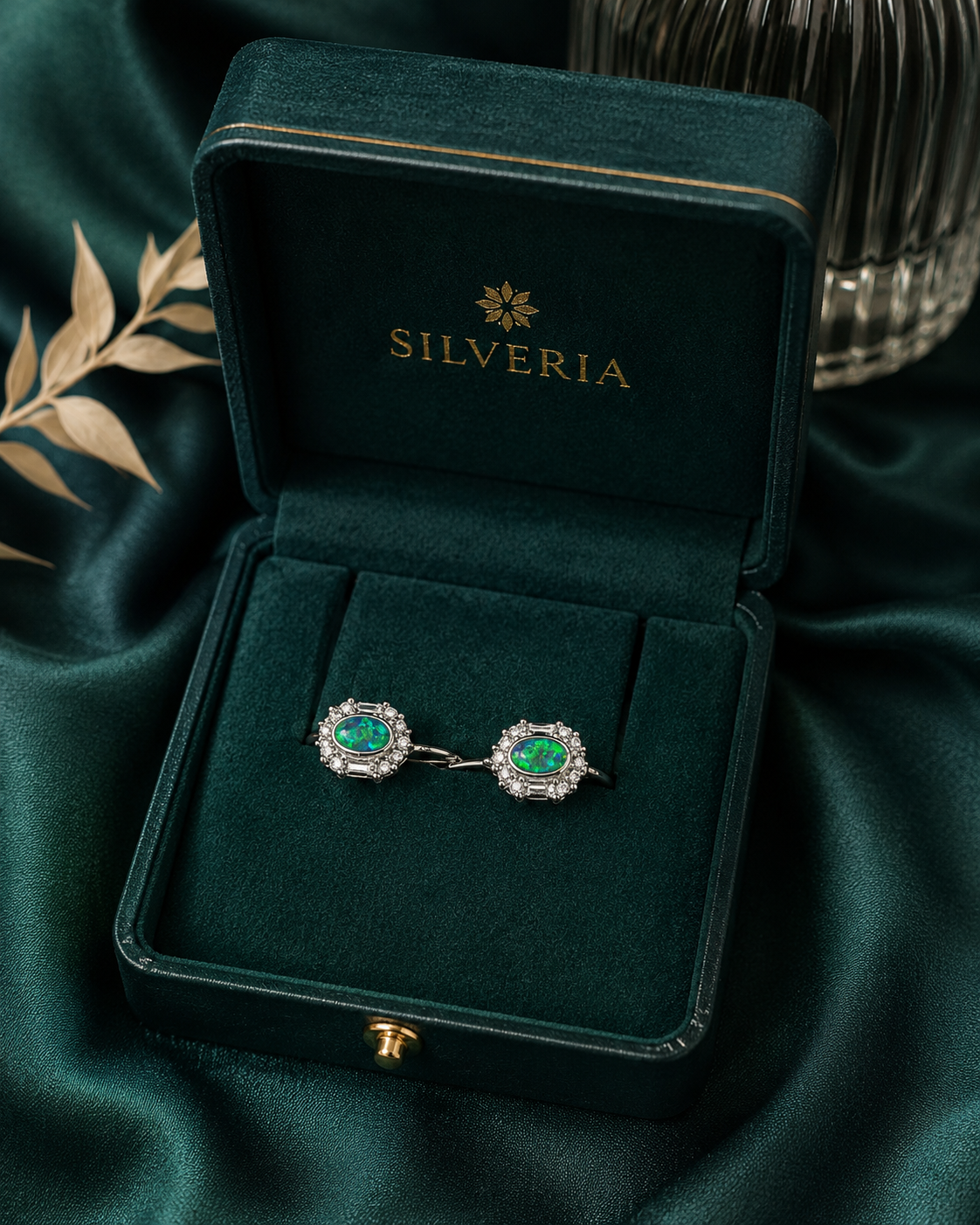 Naušnice Opal green
