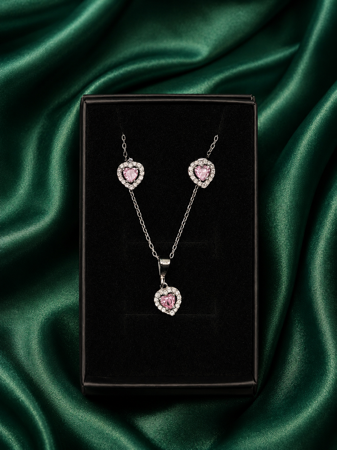 Set Roze cirkon srce
