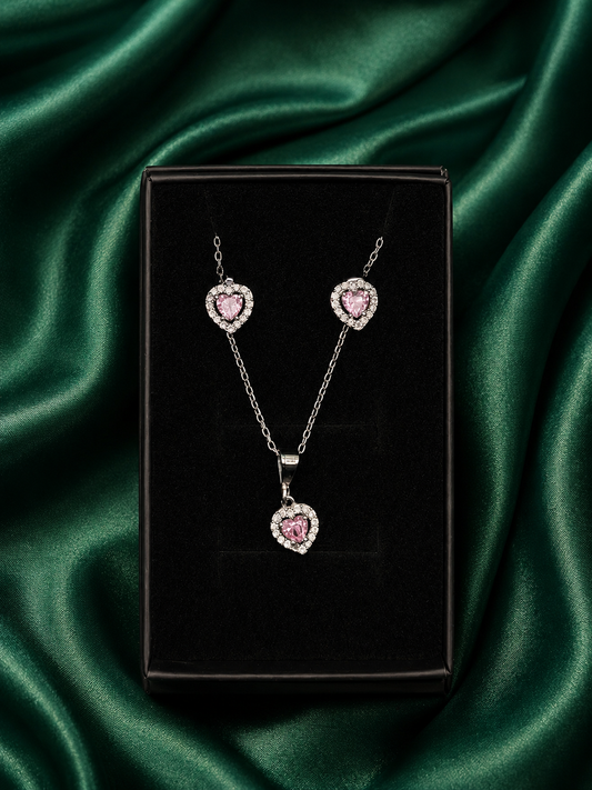 Set Roze cirkon srce