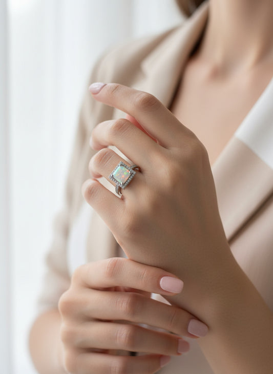 Prsten opalova kocka