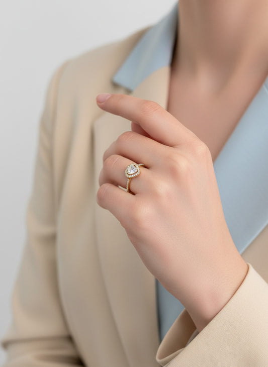 Prsten pozlaćeno cirkon srce